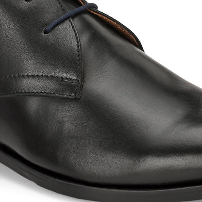 Valentino Men Premium Leather Black Lace-Up Formal Derby Shoes