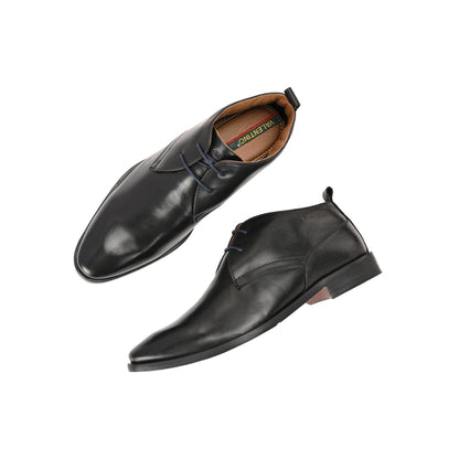 Valentino Men Premium Leather Black Lace-Up Formal Derby Shoes
