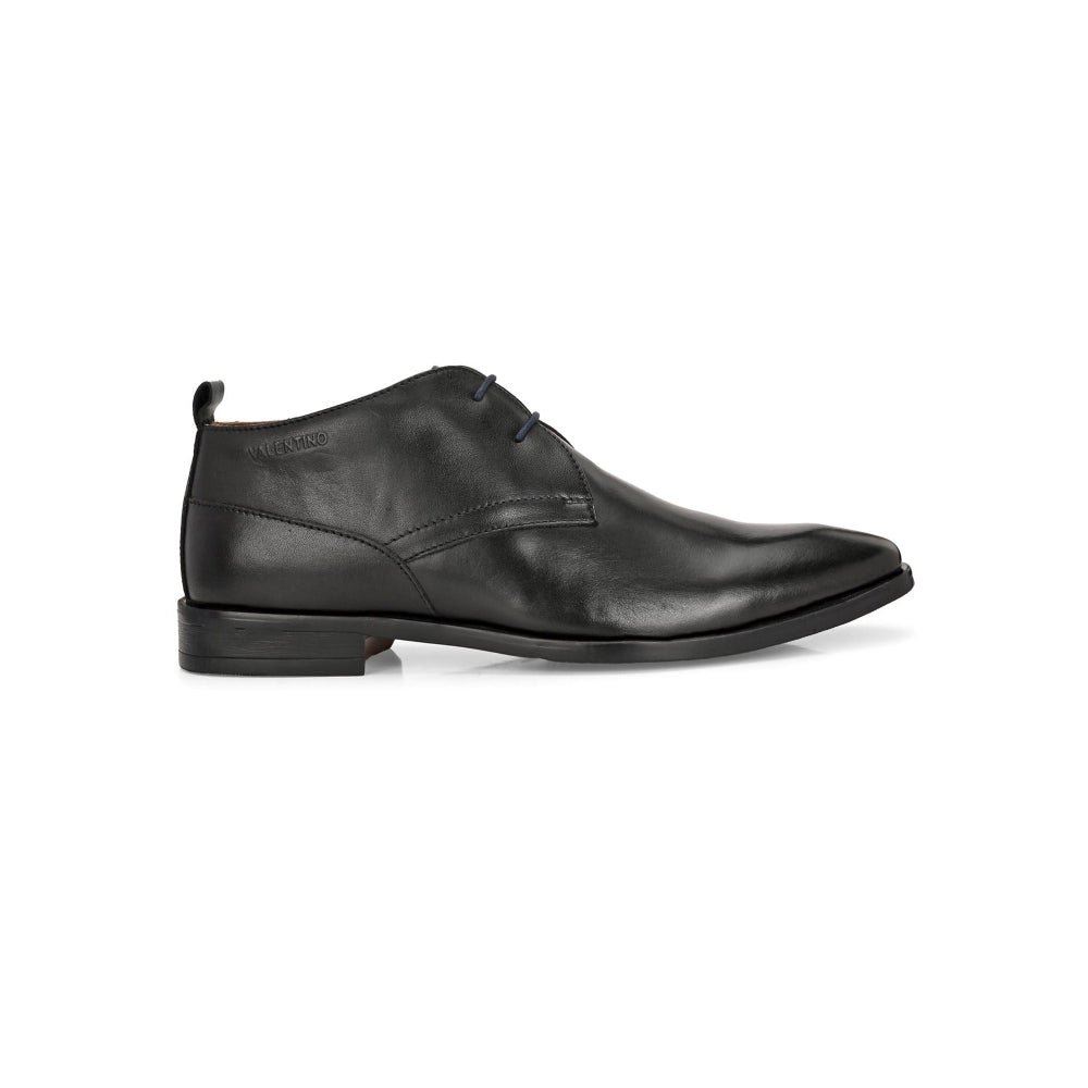 Valentino Men Premium Leather Black Lace-Up Formal Derby Shoes