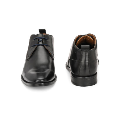 Valentino Men Premium Leather Black Lace-Up Formal Derby Shoes