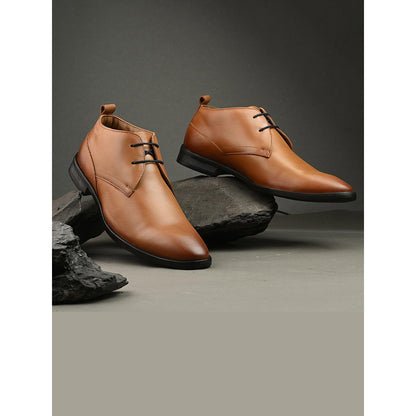Valentino Men Premium Leather Teak Lace-Up Formal Derby Shoes