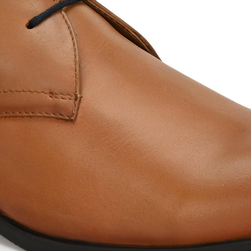 Valentino Men Premium Leather Teak Lace-Up Formal Derby Shoes