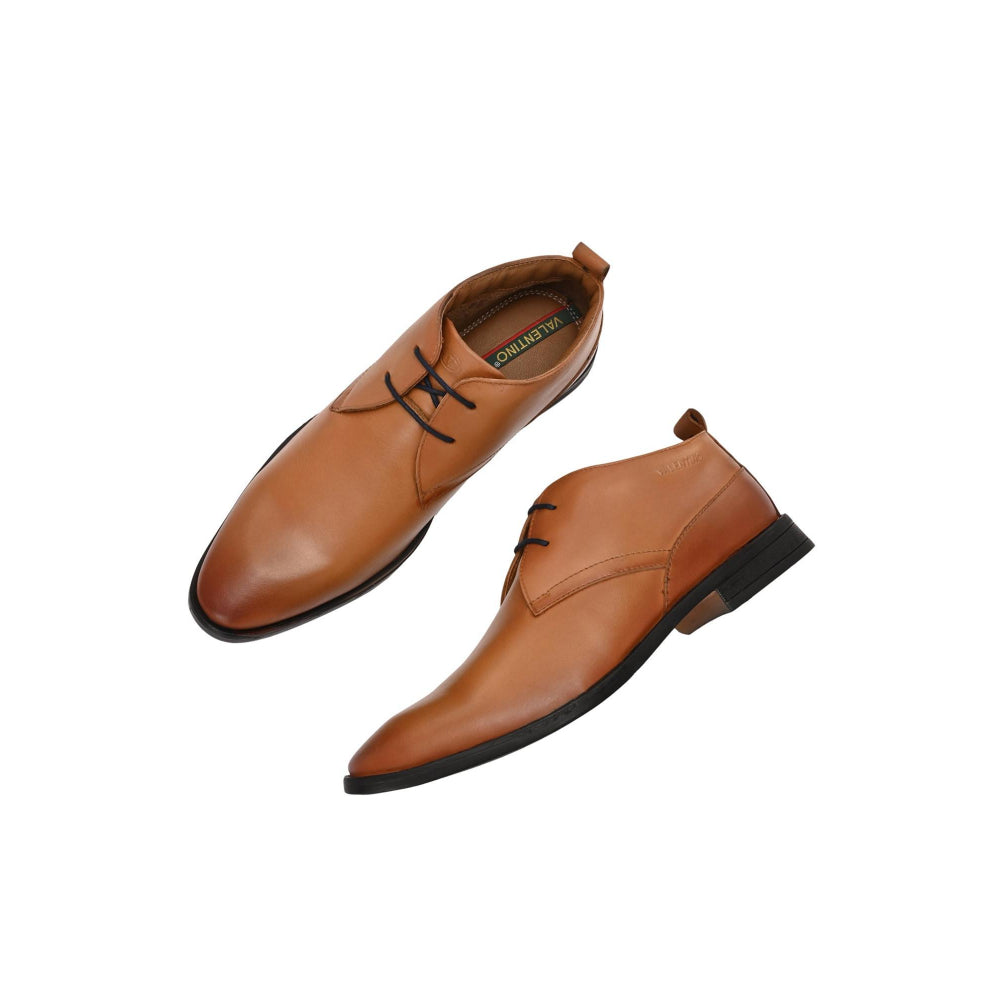 Valentino Men Premium Leather Teak Lace-Up Formal Derby Shoes