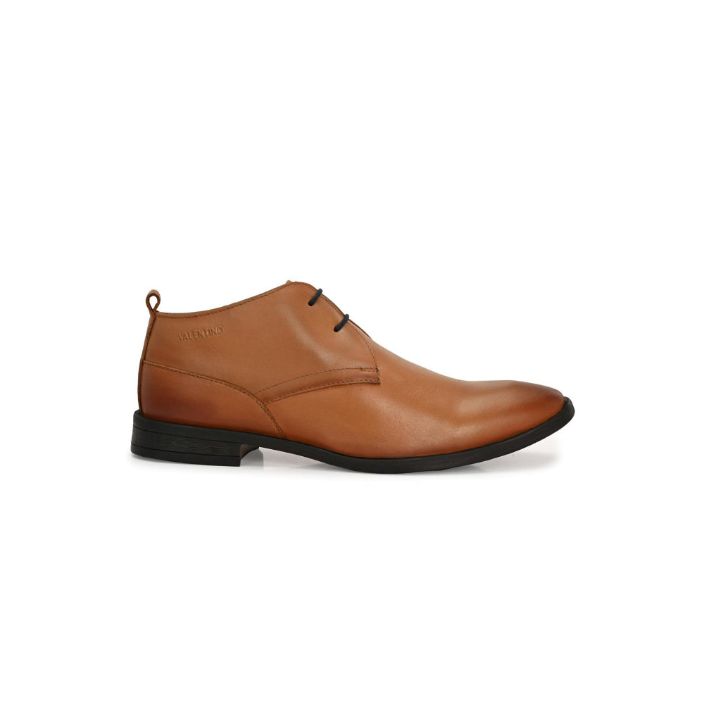 Valentino Men Premium Leather Teak Lace-Up Formal Derby Shoes