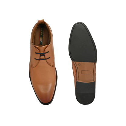 Valentino Men Premium Leather Teak Lace-Up Formal Derby Shoes