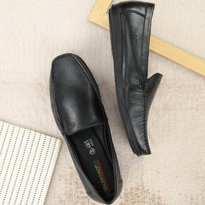 Valentino Men Premium Leather Black Slip On Loafer
