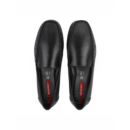 Valentino Men Premium Leather Black Slip On Loafer