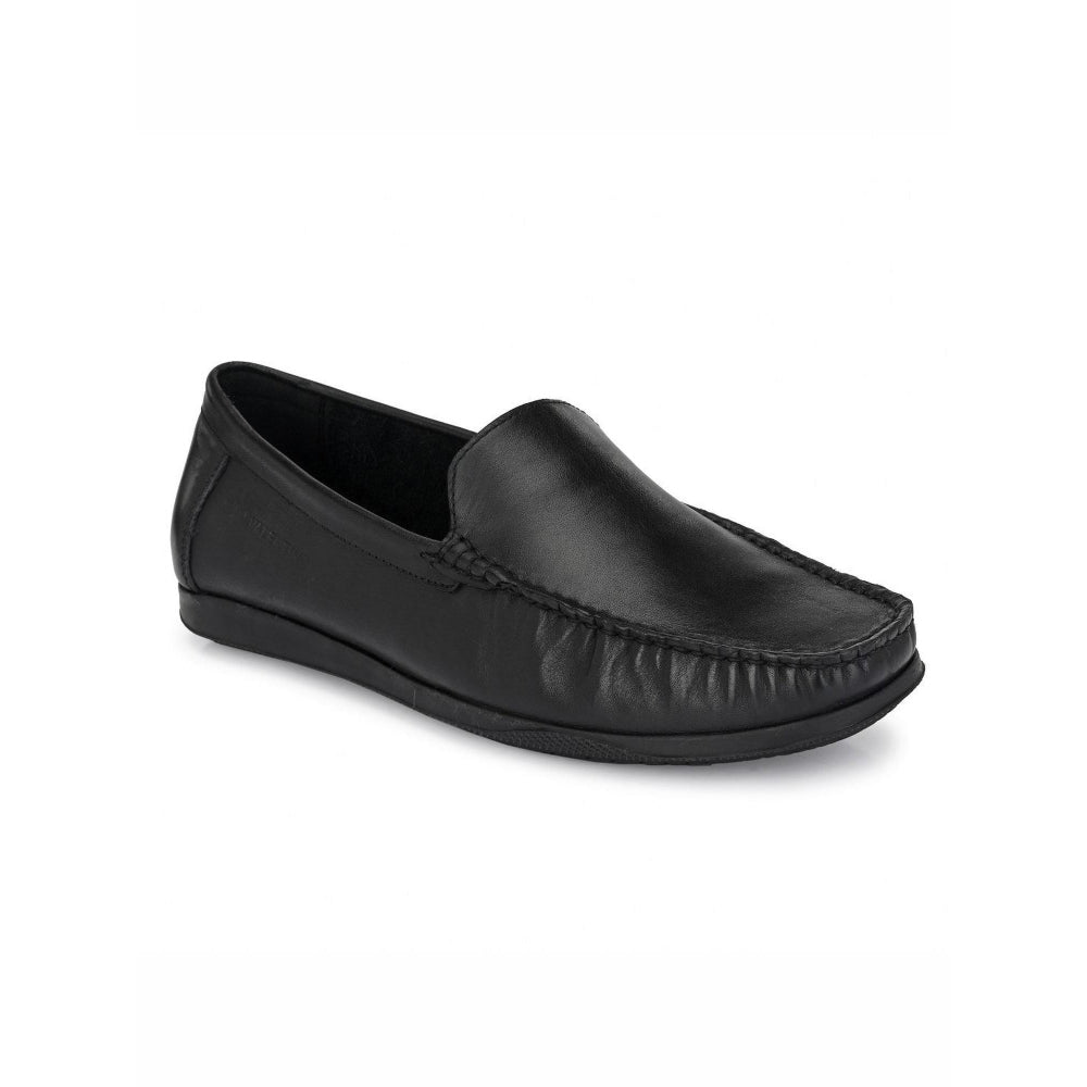 Valentino Men Premium Leather Black Slip On Loafer