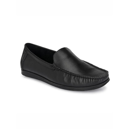 Valentino Men Premium Leather Black Slip On Loafer