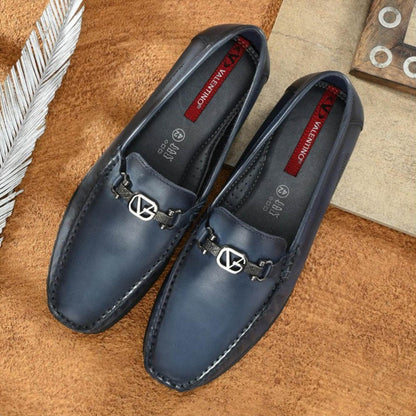 Valentino Men Premium Leather Blue Slip on Loafer