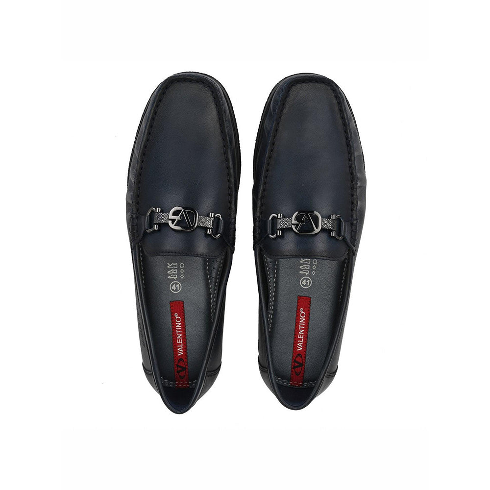Valentino Men Premium Leather Blue Slip on Loafer