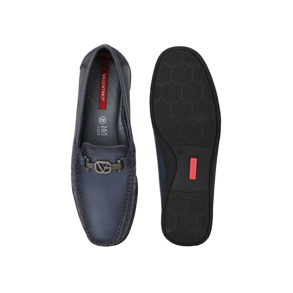 Valentino Men Premium Leather Blue Slip on Loafer
