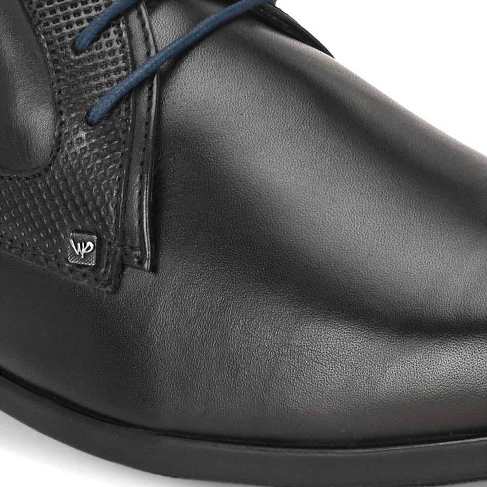 Valentino Men Premium Leather Black Lace-Up Formal Derby Shoes