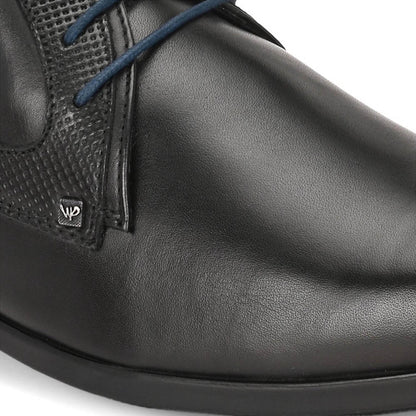 Valentino Men Premium Leather Black Lace-Up Formal Derby Shoes