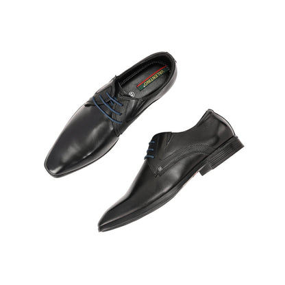 Valentino Men Premium Leather Black Lace-Up Formal Derby Shoes