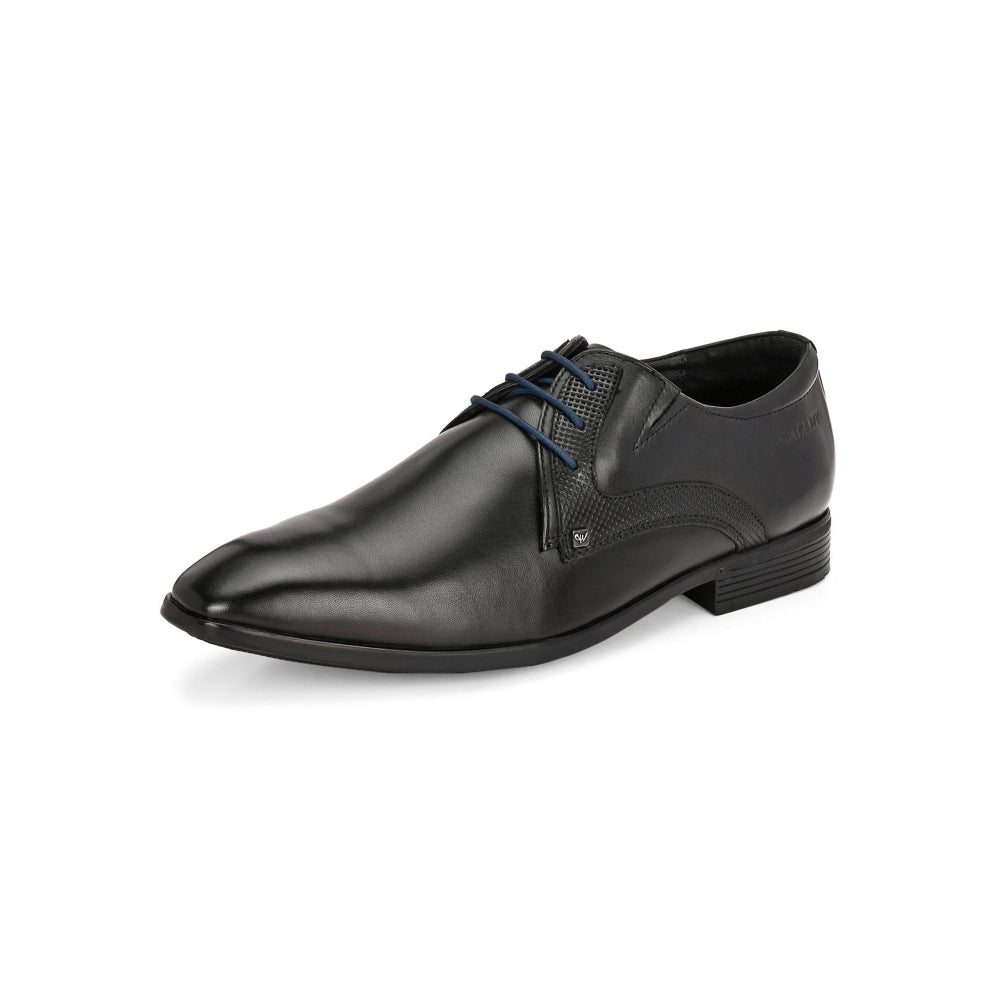 Valentino Men Premium Leather Black Lace-Up Formal Derby Shoes