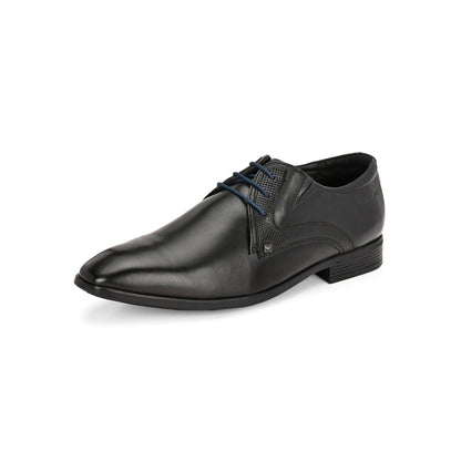 Valentino Men Premium Leather Black Lace-Up Formal Derby Shoes