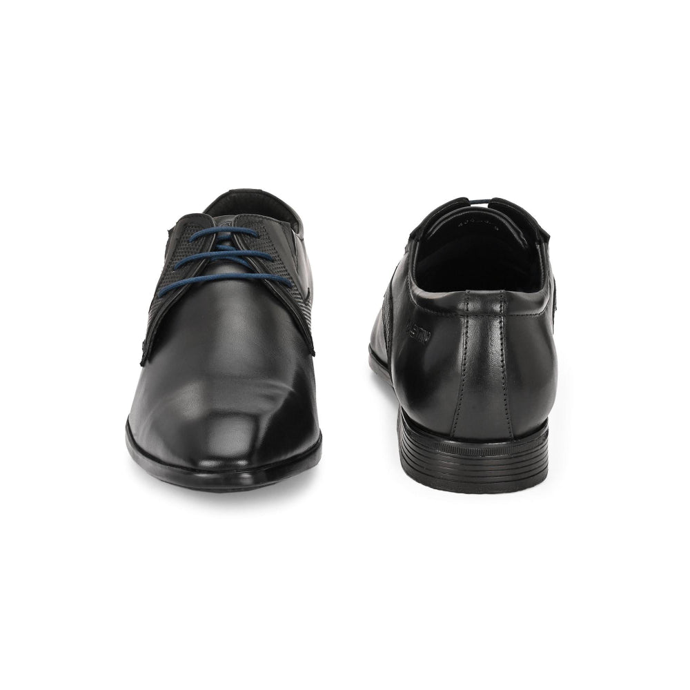 Valentino Men Premium Leather Black Lace-Up Formal Derby Shoes