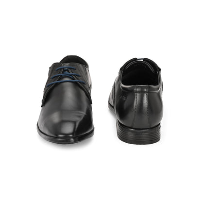 Valentino Men Premium Leather Black Lace-Up Formal Derby Shoes