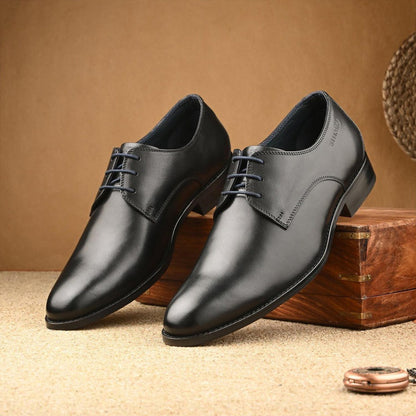 Valentino Men Premium Leather Black Lace-Up Formal Derby Shoes