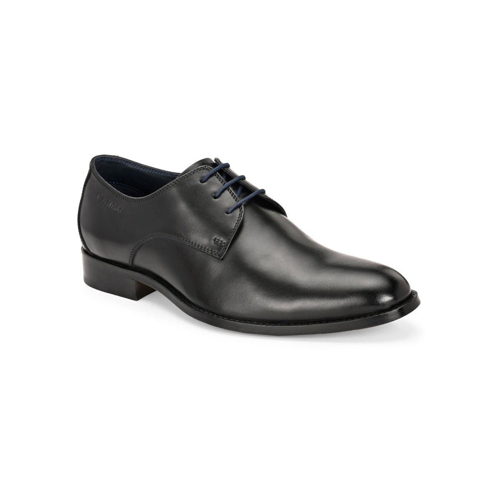 Valentino Men Premium Leather Black Lace-Up Formal Derby Shoes