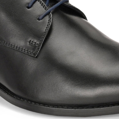 Valentino Men Premium Leather Black Lace-Up Formal Derby Shoes