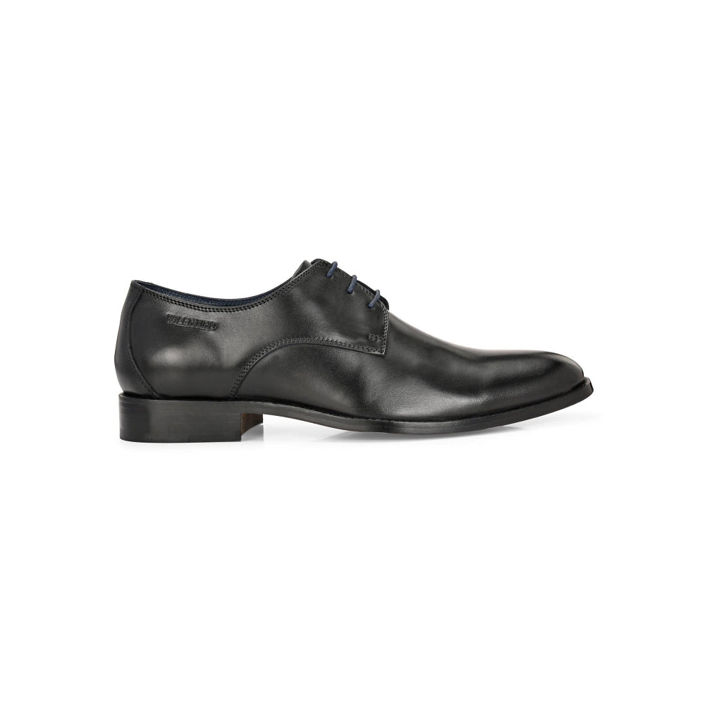 Valentino Men Premium Leather Black Lace-Up Formal Derby Shoes