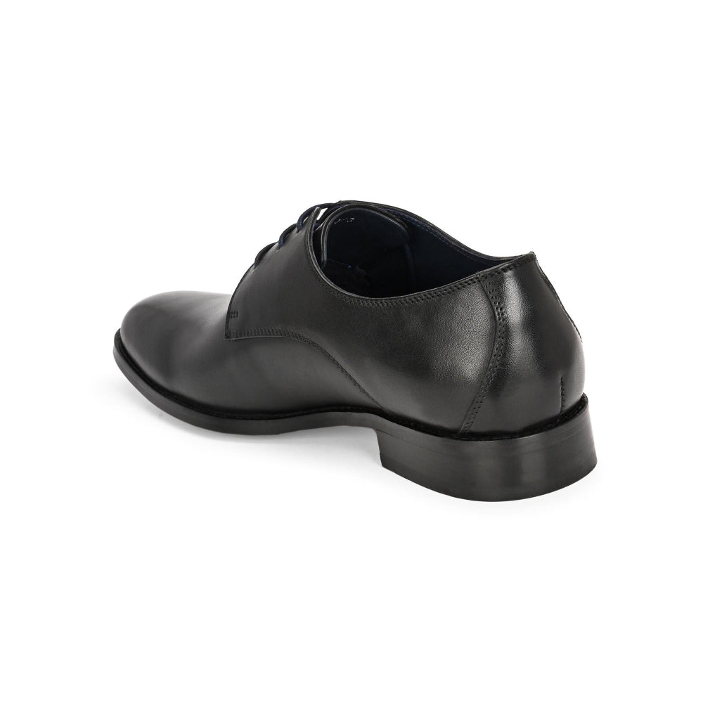 Valentino Men Premium Leather Black Lace-Up Formal Derby Shoes