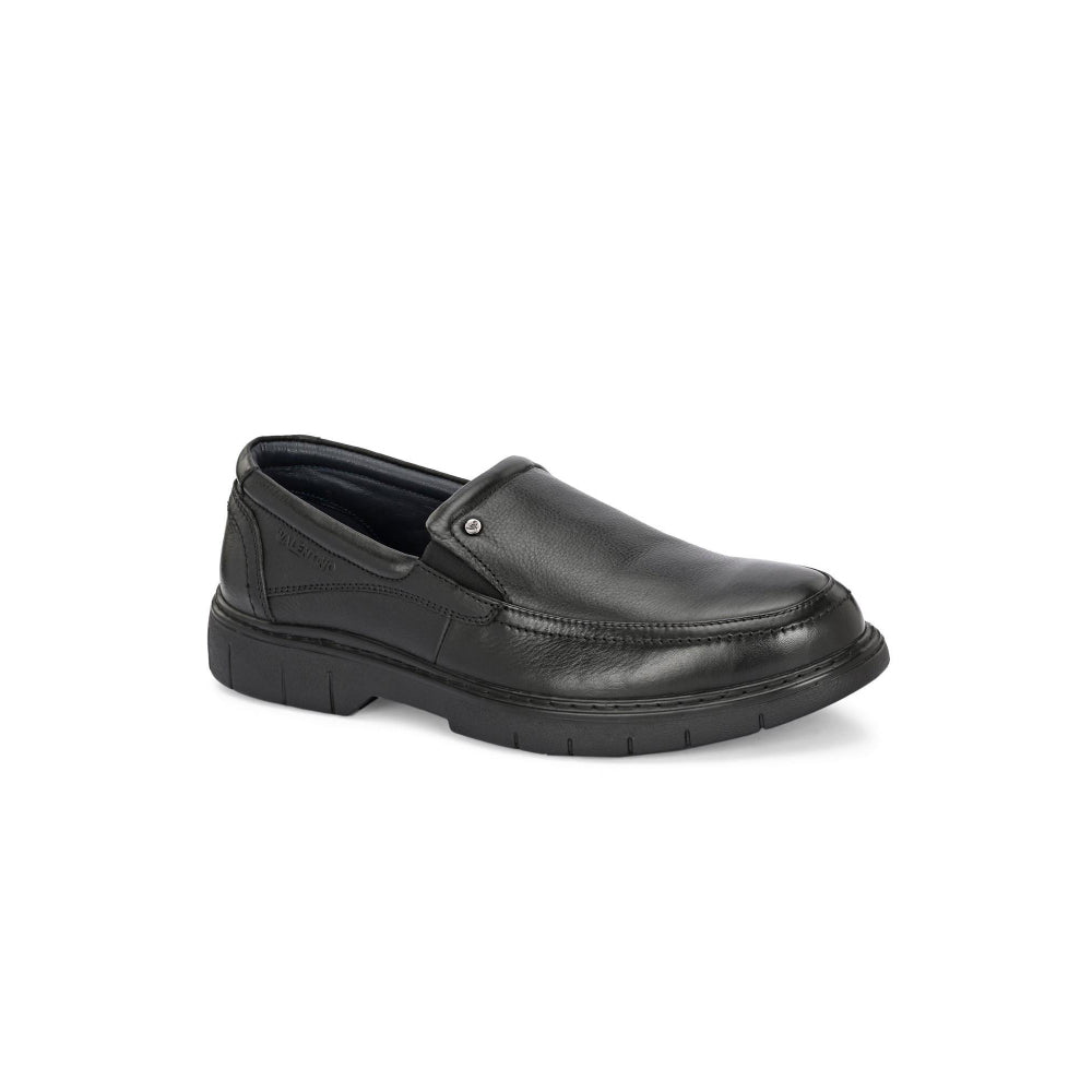 Valentino Men Premium Leather Black Formal Slip-On Loafer Shoes