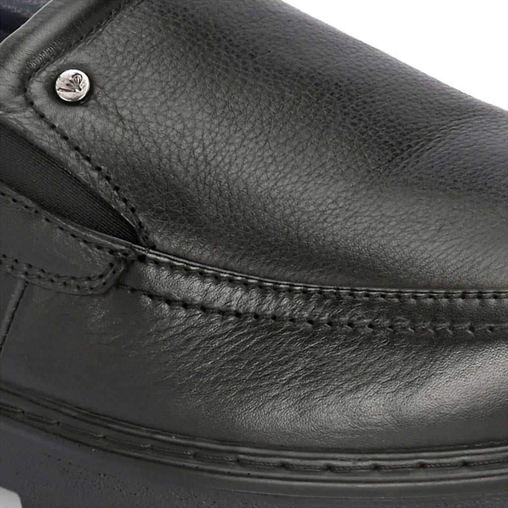 Valentino Men Premium Leather Black Formal Slip-On Loafer Shoes