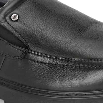 Valentino Men Premium Leather Black Formal Slip-On Loafer Shoes