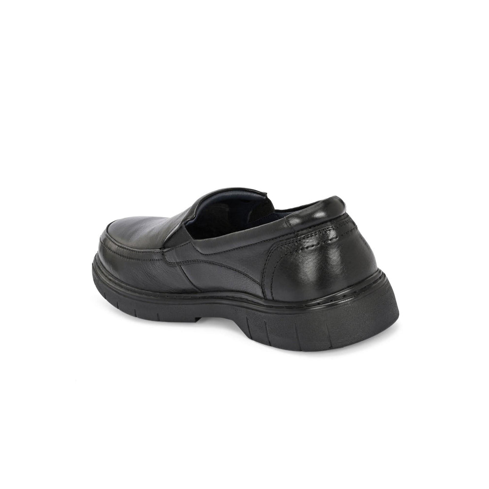 Valentino Men Premium Leather Black Formal Slip-On Loafer Shoes