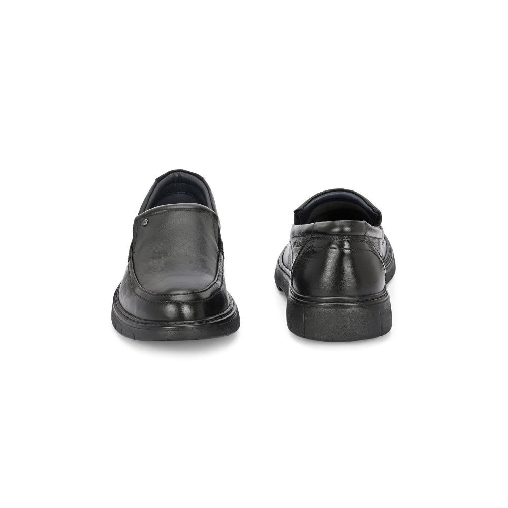 Valentino Men Premium Leather Black Formal Slip-On Loafer Shoes