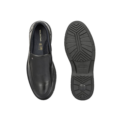 Valentino Men Premium Leather Black Formal Slip-On Loafer Shoes