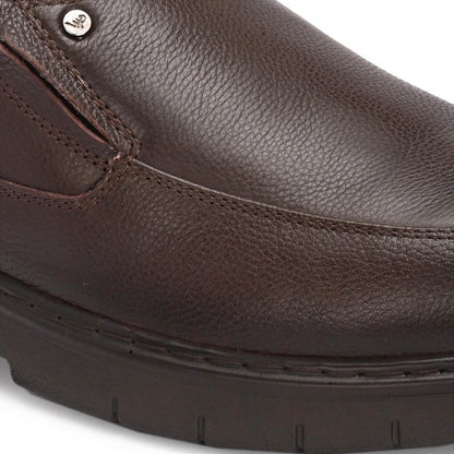 Valentino Men Premium Leather Brown Hands-Free Slip-In Loafer Shoes