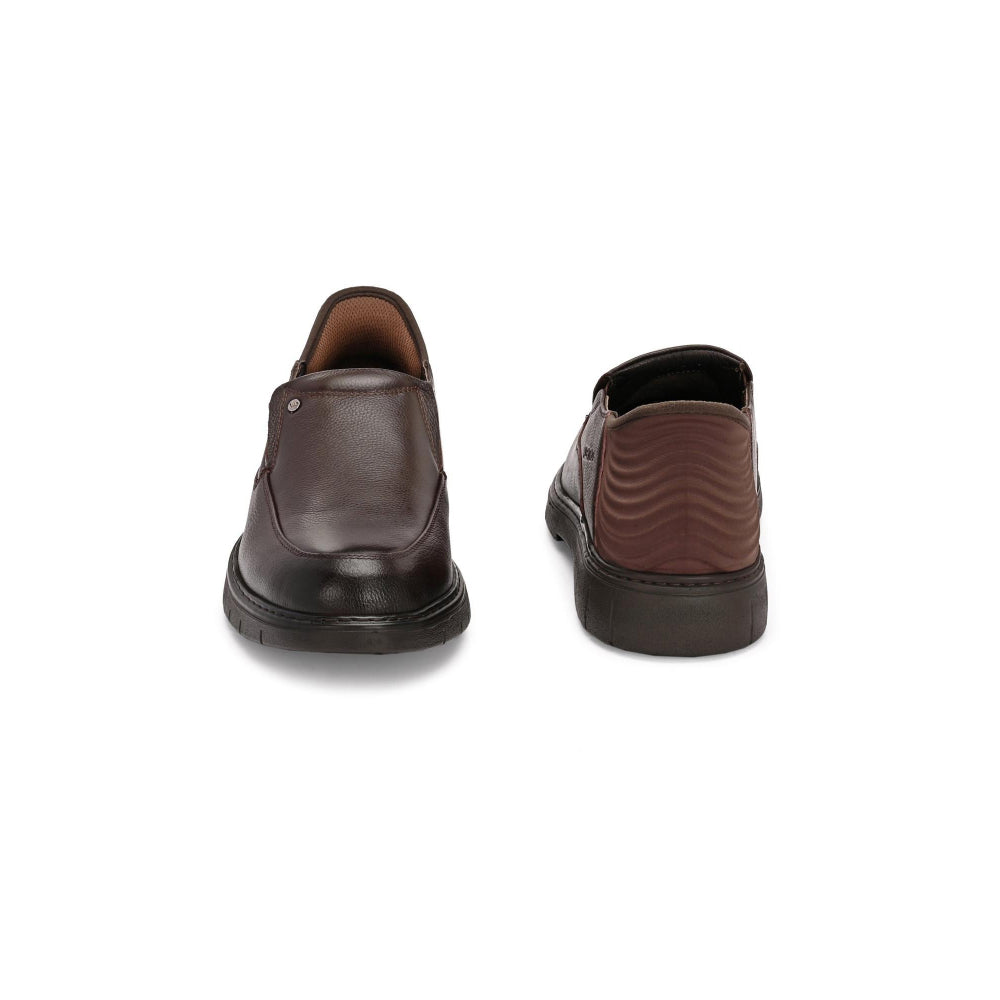 Valentino Men Premium Leather Brown Hands-Free Slip-In Loafer Shoes