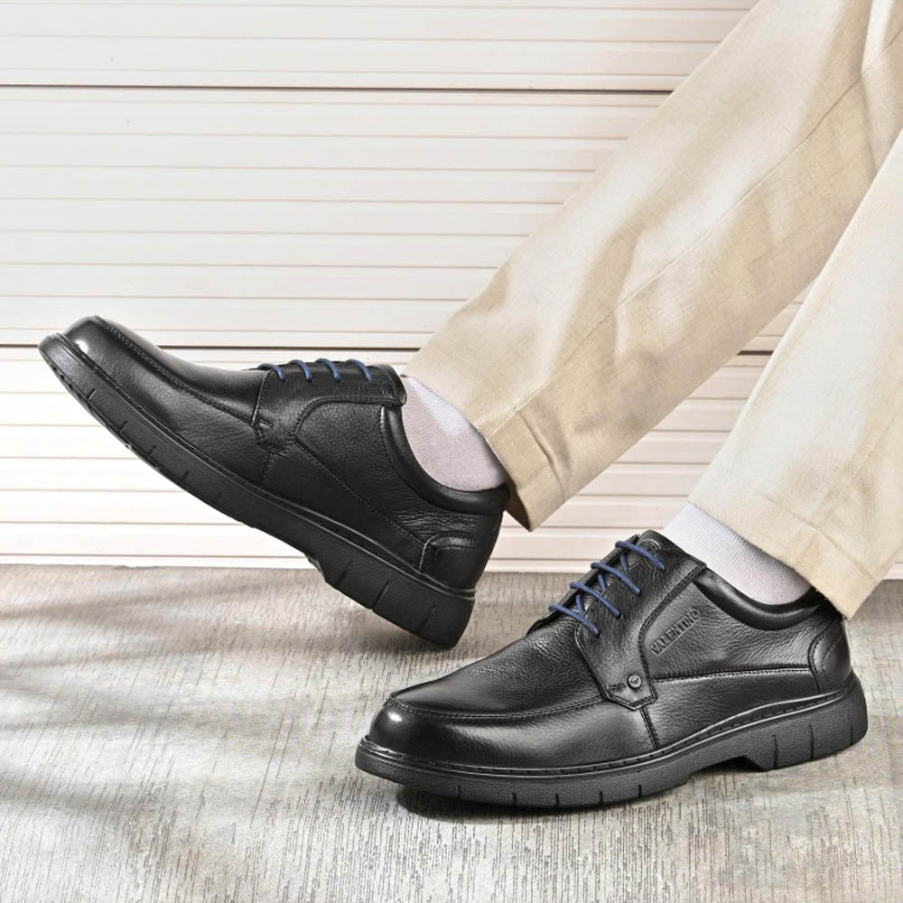 Valentino Men Premium Leather Black Formal Lace-Up Shoes