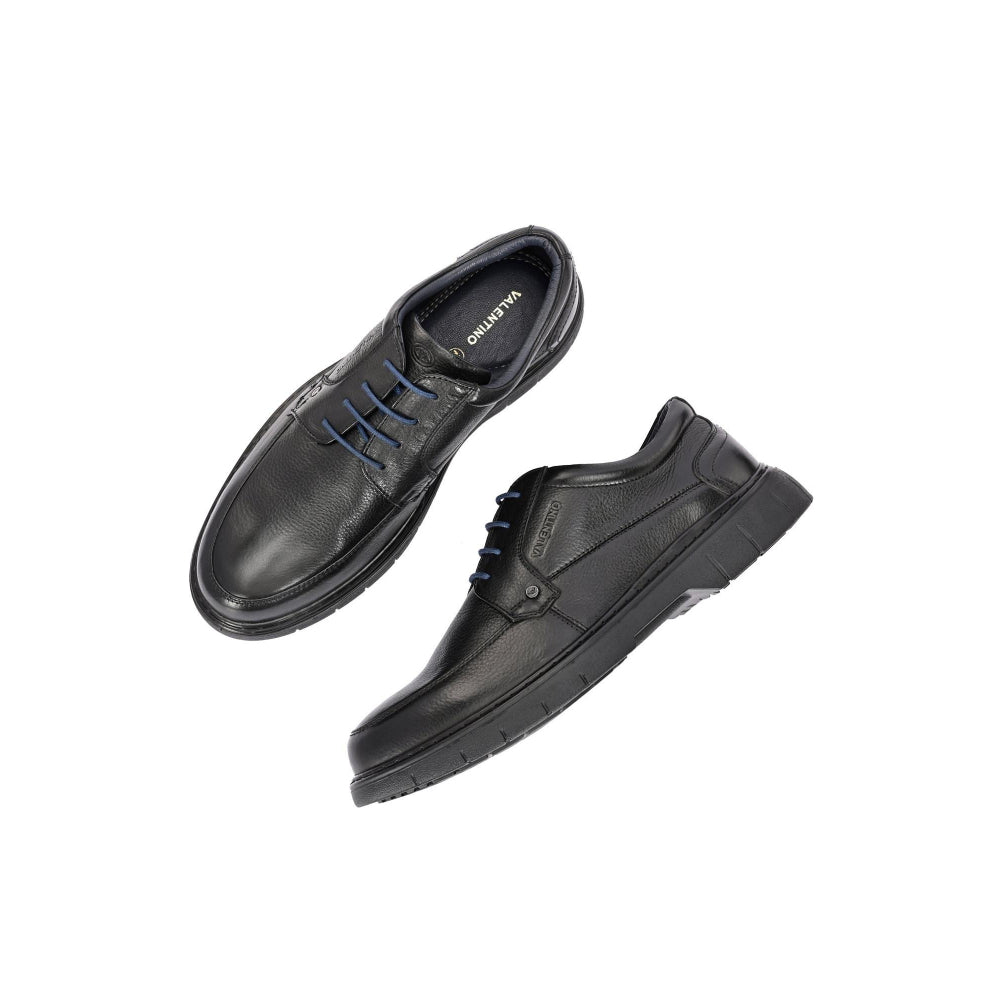 Valentino Men Premium Leather Black Formal Lace-Up Shoes