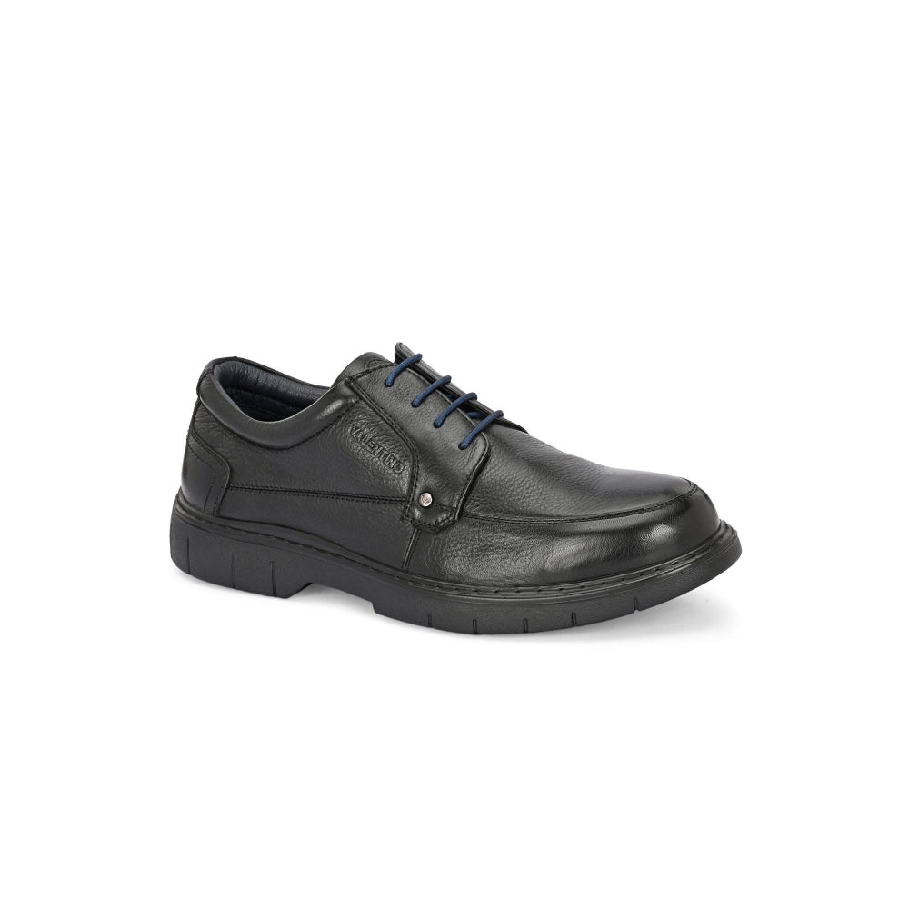 Valentino Men Premium Leather Black Formal Lace-Up Shoes