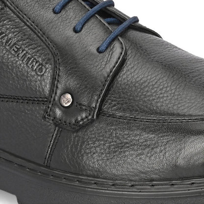 Valentino Men Premium Leather Black Formal Lace-Up Shoes