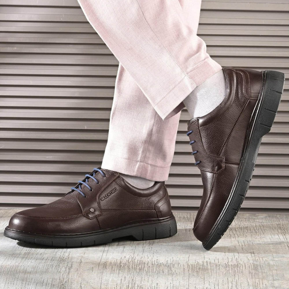 Valentino Men Premium Leather Brown Formal Lace-Up Shoes