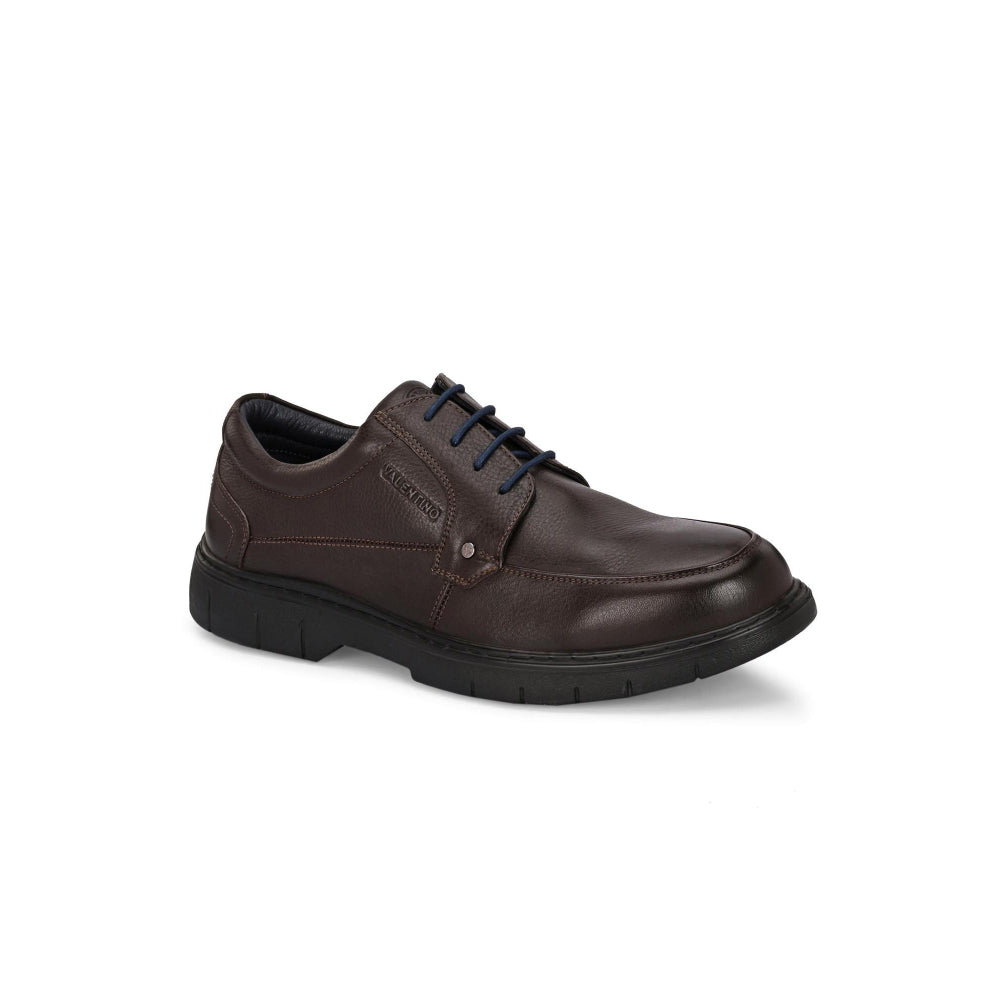 Valentino Men Premium Leather Brown Formal Lace-Up Shoes
