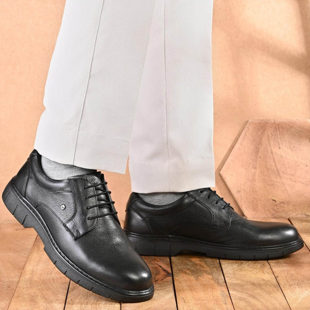 Valentino Men Premium Leather Black Formal Lace-Up Shoes