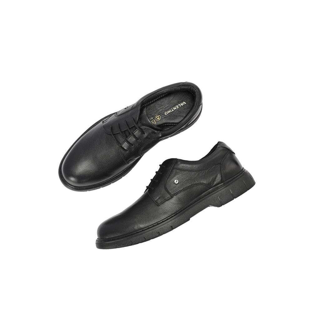 Valentino Men Premium Leather Black Formal Lace-Up Shoes