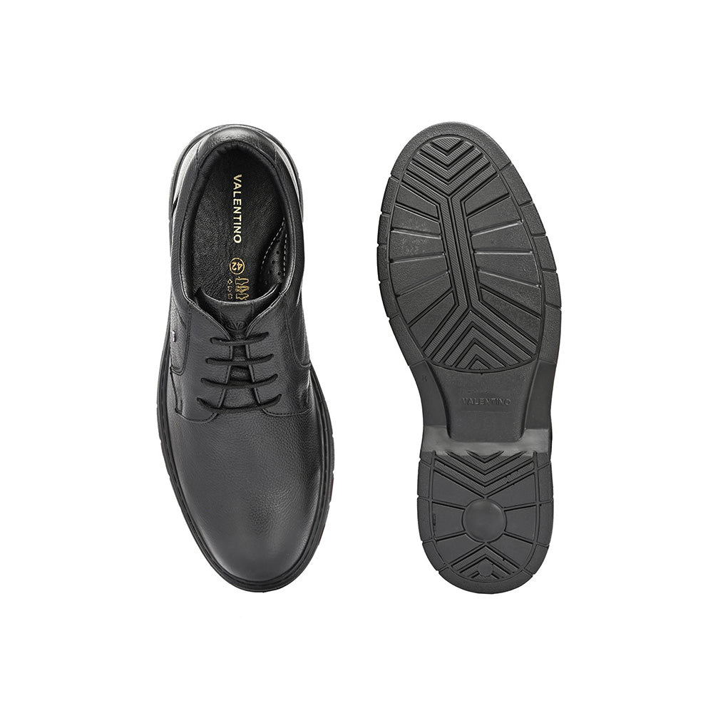 Valentino Men Premium Leather Black Formal Lace-Up Shoes