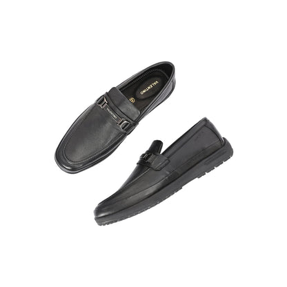 Valentino Men Premium Leather Black Formal Slip-On Loafer Shoes