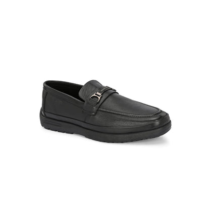 Valentino Men Premium Leather Black Formal Slip-On Loafer Shoes