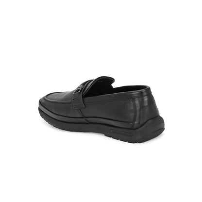 Valentino Men Premium Leather Black Formal Slip-On Loafer Shoes
