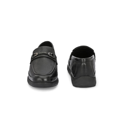 Valentino Men Premium Leather Black Formal Slip-On Loafer Shoes