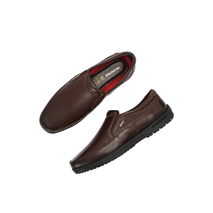Valentino Men Premium Leather Brown Formal Slip-On Loafer Shoes